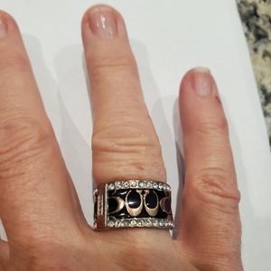 Coach ring size 7 black & silver w/ rhinestones
